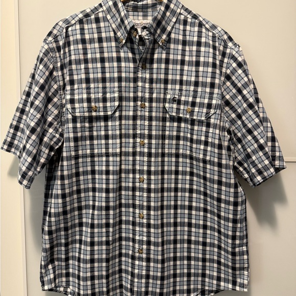 Carhartt Men's Cobalt Blue Plaid Button Down Shirt - Picture 3 of 8
